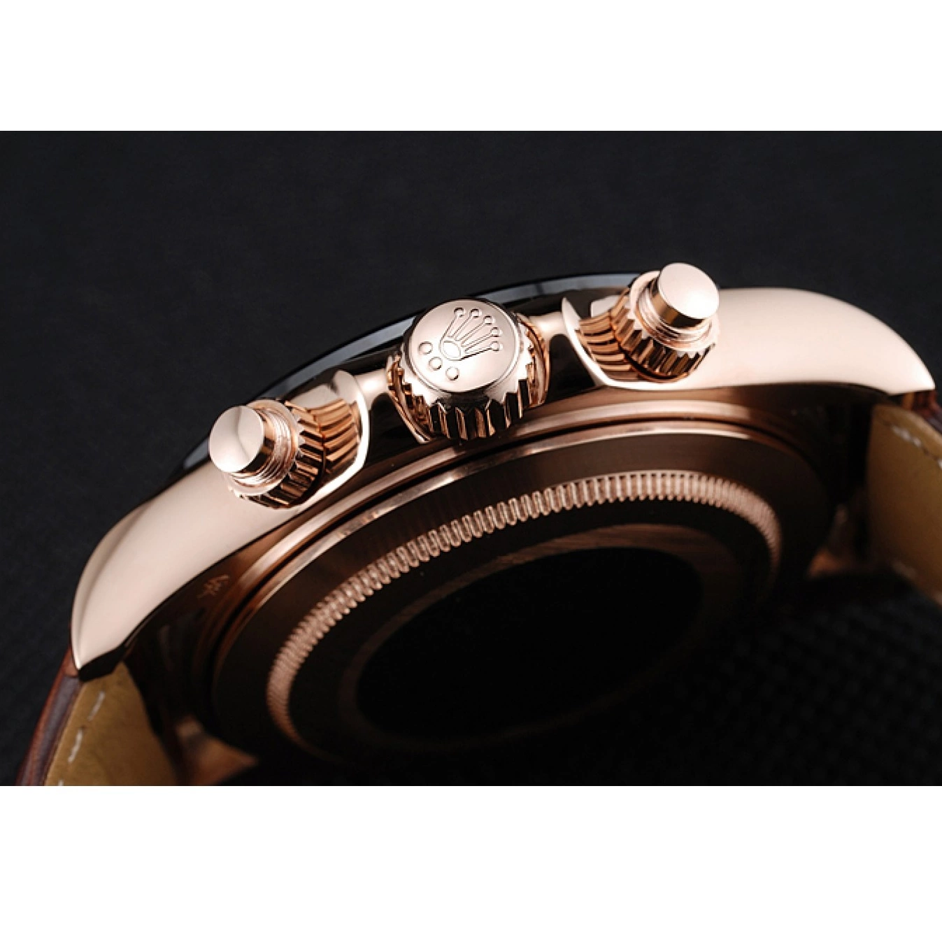 Aaa replica watch Gold Brown Brown Rolex Dial Leather Cosmograph Rose Daytona 1454243 Case Bracelet 0717